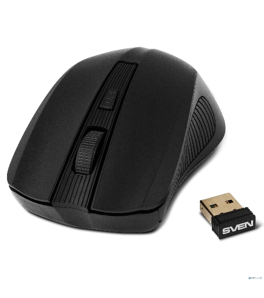 Мышь беспроводная SVEN RX-400W черный, 1400 dpi, радиоканал, USB, кнопки - 4