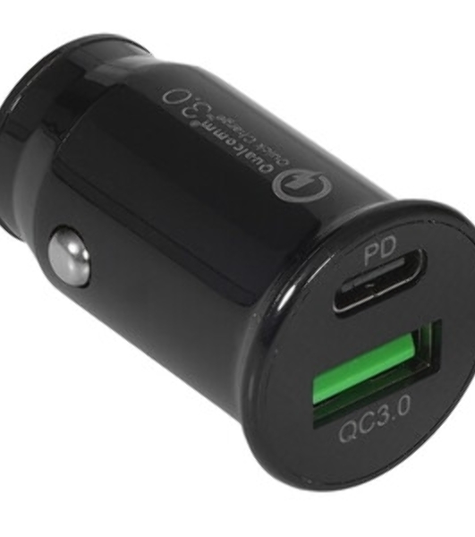 Автомобильное зарядное устройство Cablexpert MP3A-UC-CAR23, 20Вт, быстрая зарядка QC3.0/PD, 2 порта: USB и Type-C