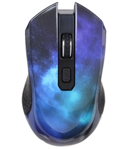 Мышь беспроводная Qumo Office M27 Universe синий, 1600 dpi, радиоканал, USB, кнопки - 4