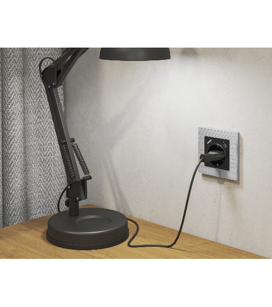 Комплект механизма электрической розетки ALFA Черный матовый 2USB A+A 18W (быстрая зарядка) с/з QUANT (AP8090, VM155) MA809010