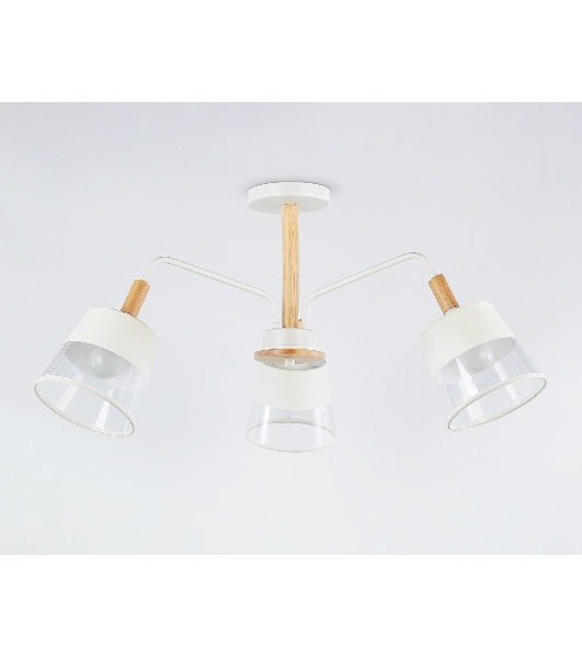 Светильник Ambrella light TR4737/3 WH/LW белый/светлое дерево E27/3 max 40W D760*350