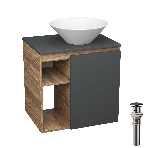 Тумба Bau Dream Blackwood 60 правая, графит, раковина BAU Dream D43, выпуск клик клак, черный, фото 1