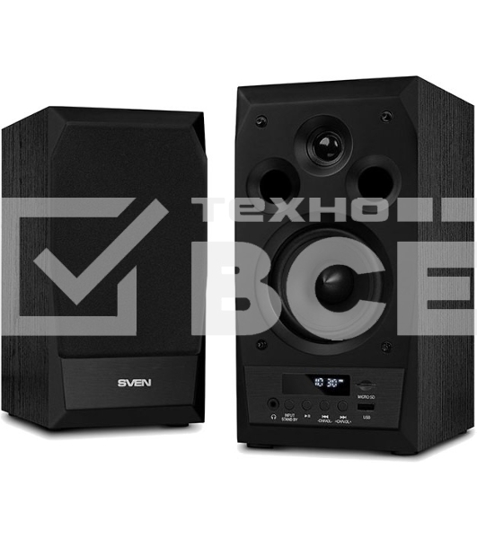 Акустическая система 2.0 SVEN MC-10, чёрный, мощность 2x25Вт (RMS), FM-тюнер, USB/microSD, дисплей, пульт ДУ, Bluetooth SVEN MC-10, чёрный, акустическая система 2.0, мощность 2x25Вт (RMS), FM-тюнер, USB/microSD, дисплей, пульт ДУ, Bluetooth