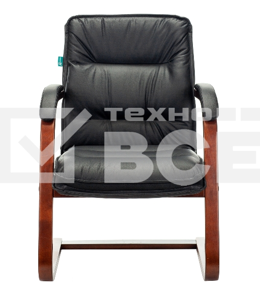 Кресло офисное Бюрократ T-9927WALNUT-AV черный, кожа, полозья дерево