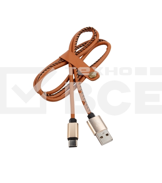 Кабель USB-Type-C/2A/leather/brown/1m/Rexant