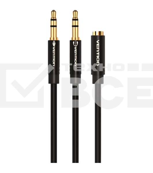 Переходник-разветвитель Vention гибкий Jack 3.5 mm F 4 pin/Jack 3.5 mm M x 2 - 1м BBDBF