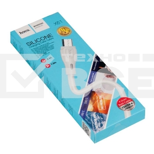 Кабель USB HOCO X61 Ultimate silicone для Micro USB, 2.4А, длина 1.0м, белый