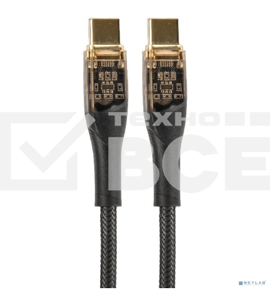 Кабель PERFEO USB C вилка - C вилка, 60W, нейлон, черный, 1 м, PREMIUM (C1102)