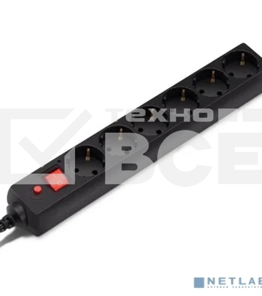 Сетевой фильтр Buro 600SH-16-5-B 5м (6 розеток) черный (коробка)