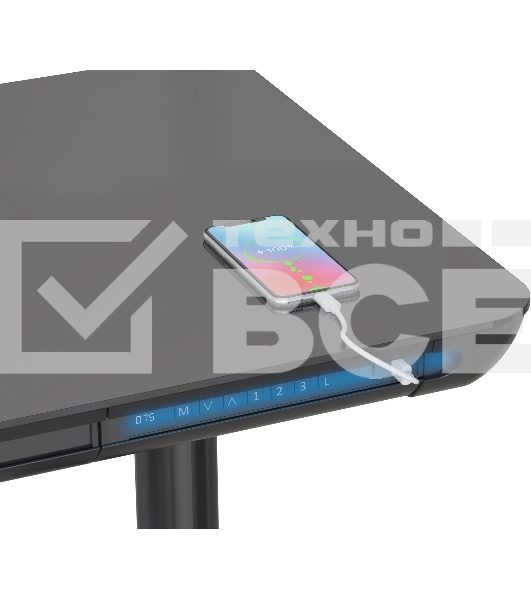 Стол для компьютера Cactus CS-EGD-BK-LED столешница закаленное стекло, черный, каркас черный