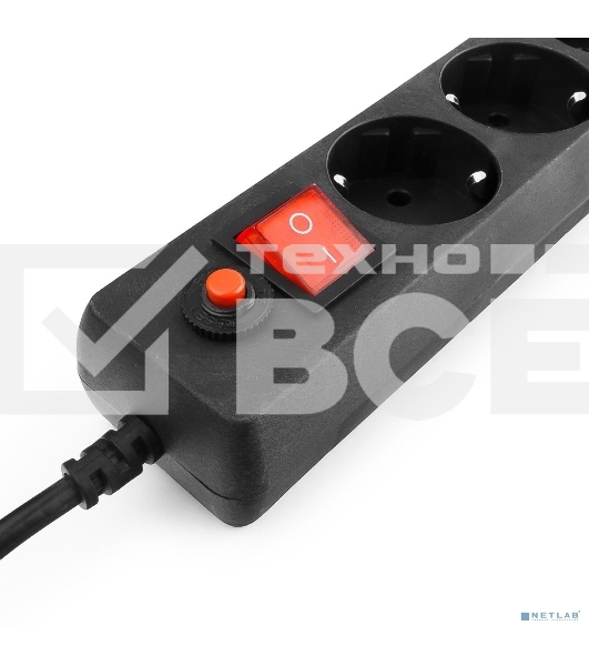 Сетевой фильтр Гарнизон для ИБП, 5 р, 10А, 1.8 м, ур.защиты 4, черный, пакет