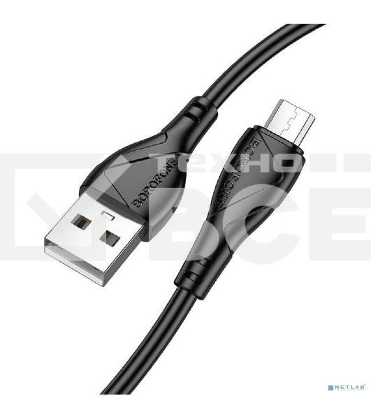 Дата-кабель BOROFONE BX121/USB кабель Micro/1m/2.4A/черный