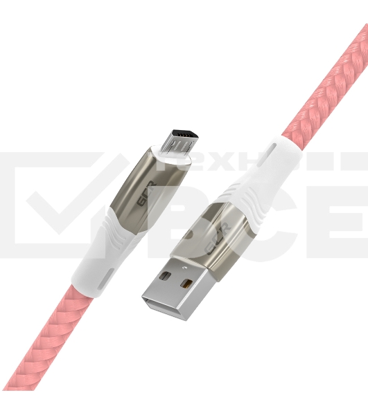 Кабель 1.7m GCR MicroUSB series MERCEDES, PINK NYLON, супер быстрая зарядка, 28/22 AWG, GCR-51955