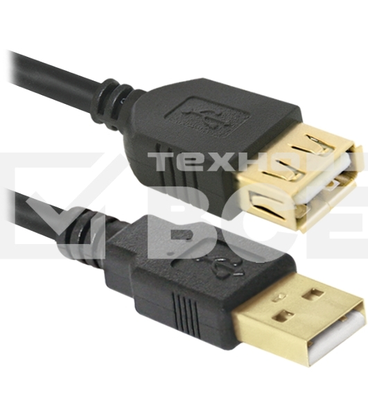 Кабель Defender PRO USB 2.0 кабель удлинительный 1.8м AM/AF , зол.конт, 2фер.фил.
