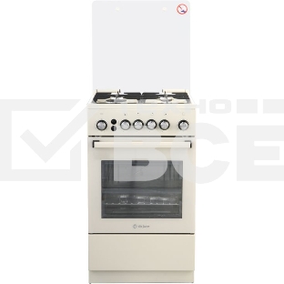 Плита газовая De Luxe 5040.40Г (КР) ЧР-013 бежевый, конфорок 4 газовых, духовка 46 л, 50 см x 85 см x 50 см