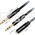 Переходник-разветвитель Vention гибкий Jack 3.5 mm F 4 pin/Jack 3.5 mm M x 2 - 1м BBDBF, фото 1