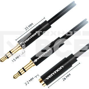 Переходник-разветвитель Vention гибкий Jack 3.5 mm F 4 pin/Jack 3.5 mm M x 2 - 1м BBDBF