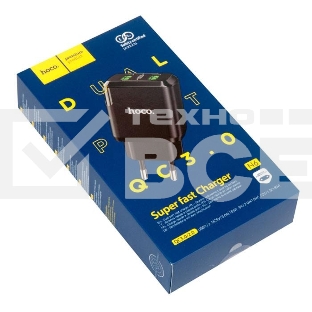 Зарядное устройство HOCO N6 Charmer QC3.0, 18W, два порта USB, 5V, 3.0A, черный