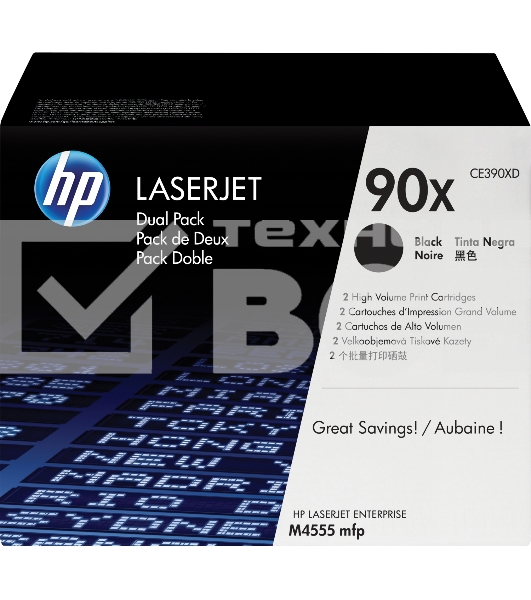 Картридж лазерный двойная упаковка HP CE390XD черный LJ M4555/h/f/fskm mfp Enterprise M602n/M602dn/M602x/M603n/M603dn/M603xh (2х24000 стр)