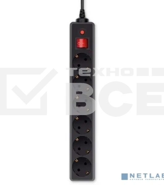 Сетевой фильтр Buro 600SH-16-5-B 5м (6 розеток) черный (коробка)