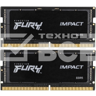 Оперативная память Kingston Fury Impact, DDR5, 32GB (2x16GB), 6400MHz, CL38, SO-DIMM, с радиатором, черный