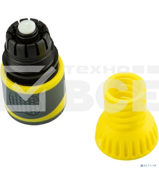 Коннектор для шланга, быстросъемный 3/4' с аквастопом, термопластичной резиной и защитой от перегибов Профи ЧЕТЫРЕ СЕЗОНА