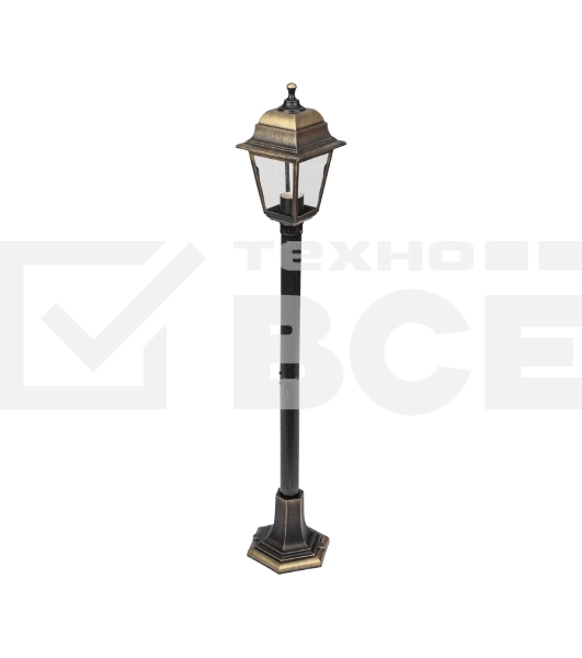 Светильник садово-парковый LAMPER НТУ 04-60-002 У1 'Оскар 4', столб, черный под бронзу, стекло прозрачное, четырехгранный, под лампу Е27