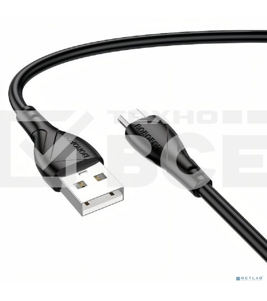 Дата-кабель BOROFONE BX121/USB кабель Micro/1m/2.4A/черный
