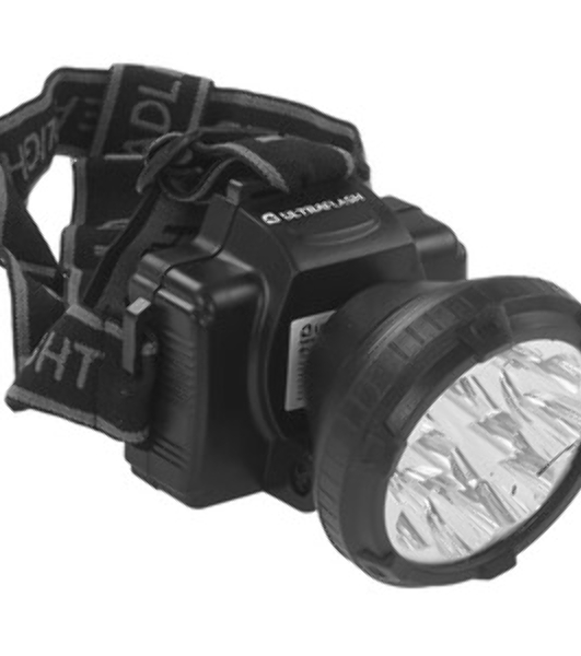 Фонарь налобный аккумуляторный LED 5363 (220В 9LED 2 режима; черный) Ultraflash 11257