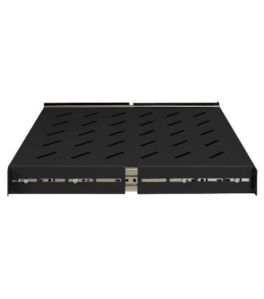 Полка выдвижная 19' ExeGate ECSS-FS800-B (перфорированная, глубина 475мм, крепление 19' 1U, для напольных шкафов и стоек глубиной 800мм/1000мм, нагрузка до 40кг, цвет черный RAL 9004)