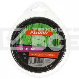 Леска для триммеров PATRIOT Profline D 2,4мм L 15м  скрученный квадрат, черный 240-15-5