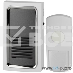 Звонок дверной беспроводной ЭРА C96, от сети.25 мелодий.Радиус действия – 100м на открытом пространстве.Питание динамика от электросети (220В), кнопки - от батарейки А23 (12В)., фото 1