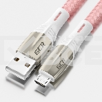 Кабель 1.7m GCR MicroUSB series MERCEDES, PINK NYLON, супер быстрая зарядка, 28/22 AWG, GCR-51955, фото3