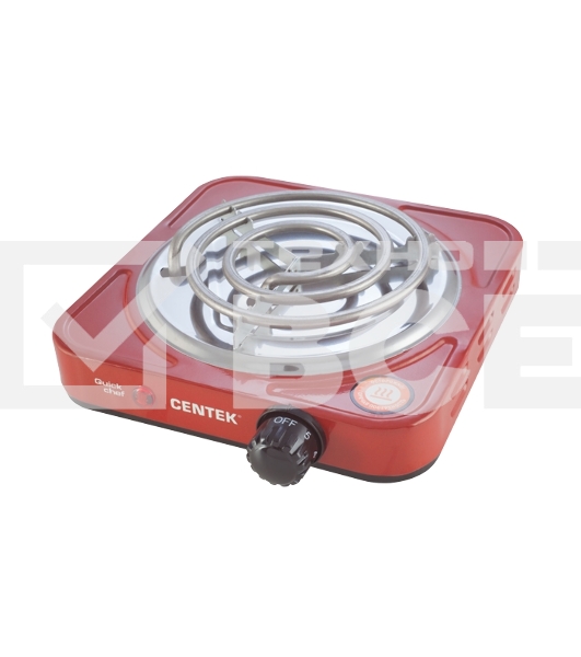 Плита настольная электрическая Centek CT-1508 красный, 1 кВт, ТЭН, конфорки - 1, эмаль, поворотные переключатели