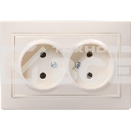 Розетка 2-м СП Кварта 10А IP20 без заземл. крем. ИЭК ERK23-K33-10-DM, фото 1