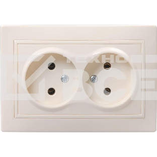 Розетка 2-м СП Кварта 10А IP20 без заземл. крем. ИЭК ERK23-K33-10-DM