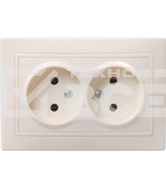 Розетка 2-м СП Кварта 10А IP20 без заземл. крем. ИЭК ERK23-K33-10-DM
