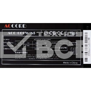 Блок питания Accord  ATX ACC-600W-NP, 600Вт, 120мм, черный