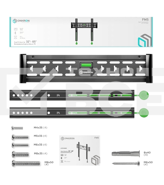 Кронштейн ONKRON FM5 / 32-55'' макс 400*400 наклон 0º от стены: 29мм макс вес 56,8кг