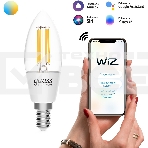 Лампа светодиодная филаментная Gauss Smart Home DIM+CCT E14 C35 4,5 Вт 2000-6500 К 1/10/40, фото 1