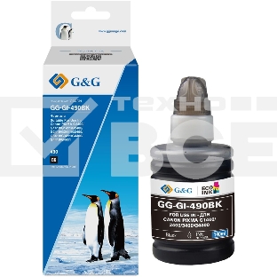 Чернила G&G GG-GI-490BK GI-490 черный пигментный 140мл для Canon Pixma G1400/G2400/G3400/G4400
