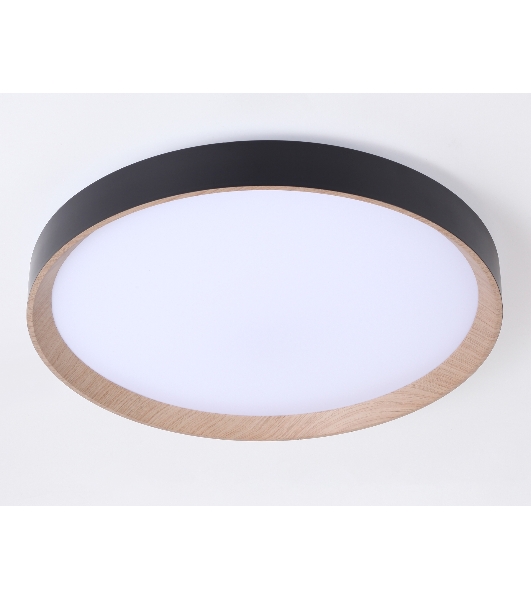 Потолочный светодиодный светильник Ambrella light FZ1326 BK/LWD черный/светлое дерево IP20 60W 3000-6400K D490*80 (ПДУ ИК)