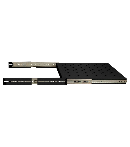 Полка выдвижная 19' ExeGate ECSS-FS800-B (перфорированная, глубина 475мм, крепление 19' 1U, для напольных шкафов и стоек глубиной 800мм/1000мм, нагрузка до 40кг, цвет черный RAL 9004)