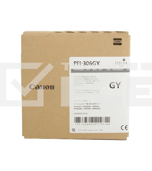 Картридж струйный Canon PFI-306 GY (6666B001) серый (330 мл) для Canon iPF8300S/8400/9400S/9400