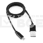 Кабель Gembird USB 2.0 Cablexpert CC-mUSB2bk1m, AM/microBM 5P, 1м, нейлоновая оплетка, алюминиевые разъемы, черный, пакет, фото 1