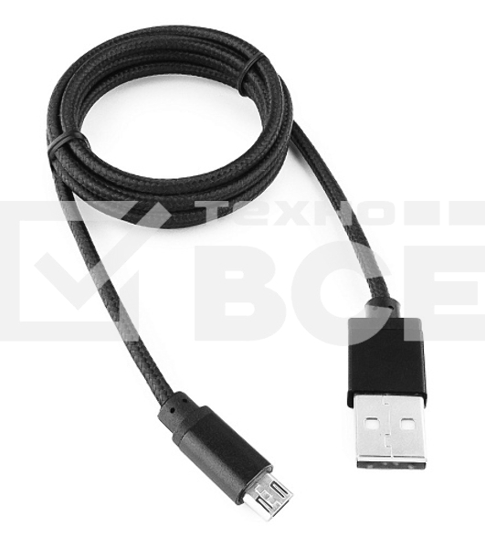 Кабель Gembird USB 2.0 Cablexpert CC-mUSB2bk1m, AM/microBM 5P, 1м, нейлоновая оплетка, алюминиевые разъемы, черный, пакет