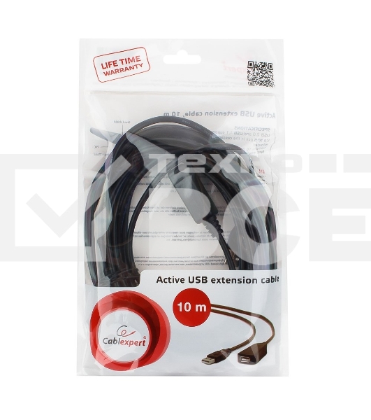 Кабель удлинитель USB 2.0 активный Gembird/Cablexpert UAE-01-10M, AM/AF, 10м