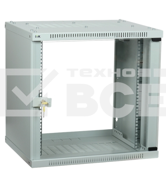 Шкаф LINEA WE 9U 600x600мм дверь стекло серый ITK
