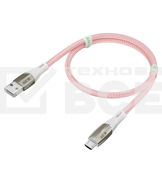 Кабель 1.7m GCR MicroUSB series MERCEDES, PINK NYLON, супер быстрая зарядка, 28/22 AWG, GCR-51955
