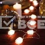 Гирлянда светодиодная «Шишки» 1.5 м, 10 LED, прозрачный ПВХ, цвет свечения теплый белый, 2 х АА (батарейки не в комплекте) NEON-NIGHT, фото2